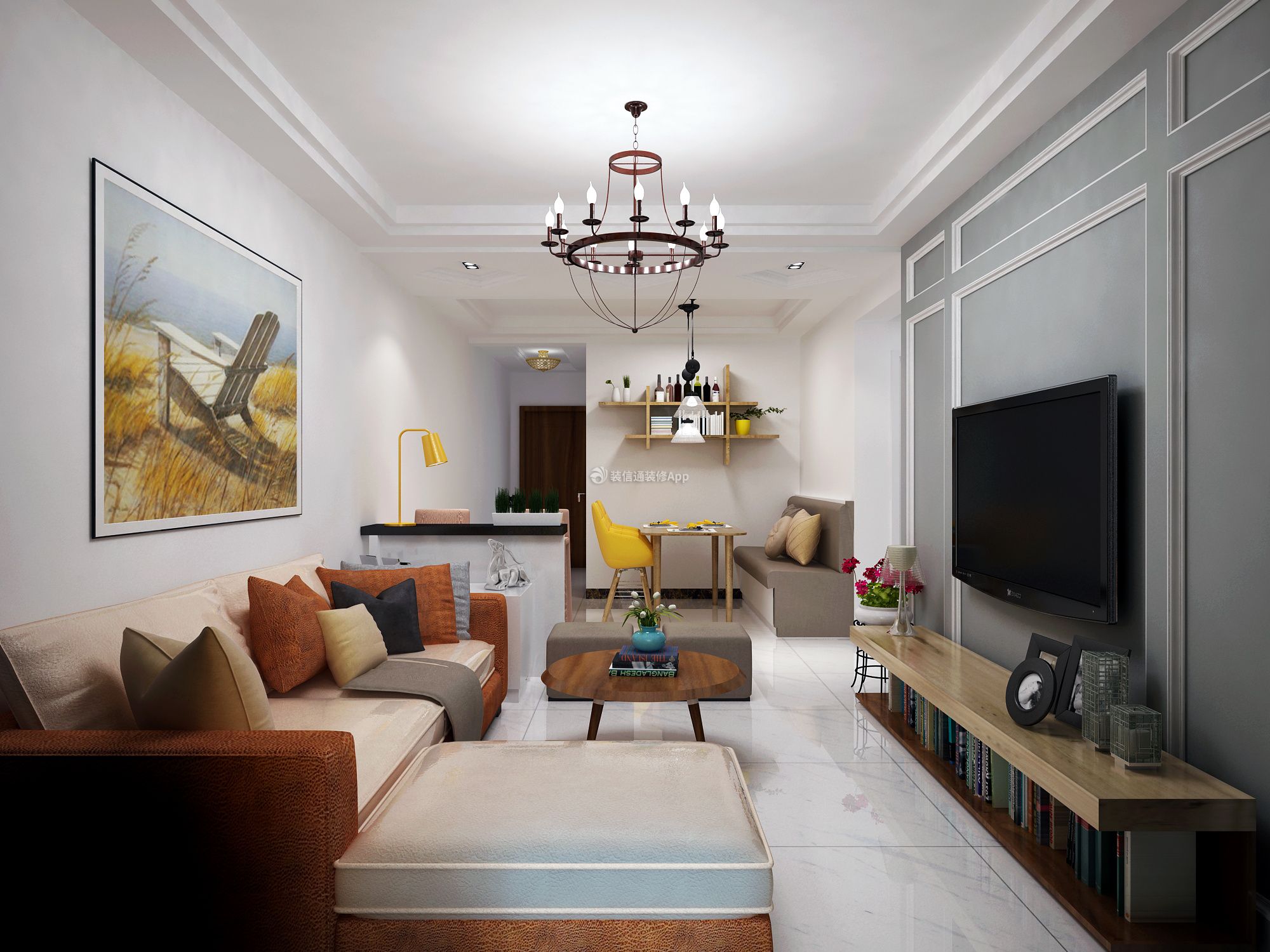 简约105平现代风格三居室客厅沙发装修设计图片