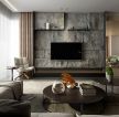 300平大平层现代简约风格客厅石材电视背景墙设计图片