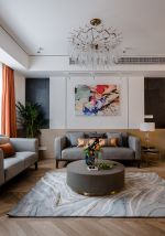 130平米三居室现代风格沙发背景墙装修设计效果图