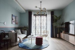 北欧风格89平两居室客厅地毯装修效果图片大全