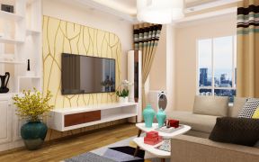 现代简约风格80平两居室客厅电视墙装修效果图大全