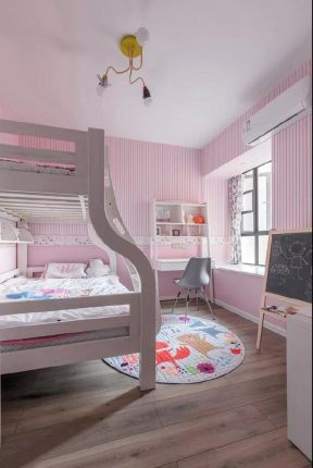 91平北欧风格二居粉色儿童房家装效果图全集