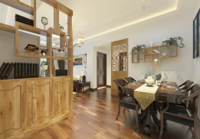 中式风格85平米两居室餐厅装修设计效果图片