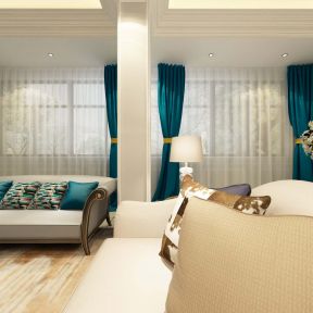 现代风格自建房客厅窗帘装饰效果图图片