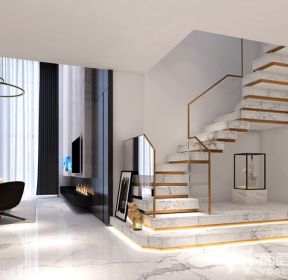 2021现代别墅楼梯装修效果图