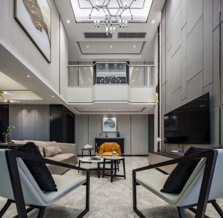 650平别墅现代风格客厅沙发茶几效果图片大全