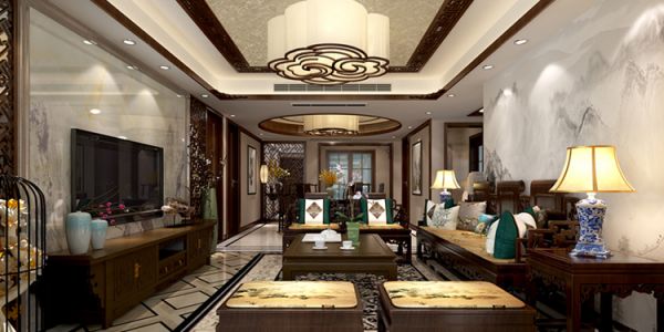 东南钱江蓝湾中式风格187平米四居室装修案例