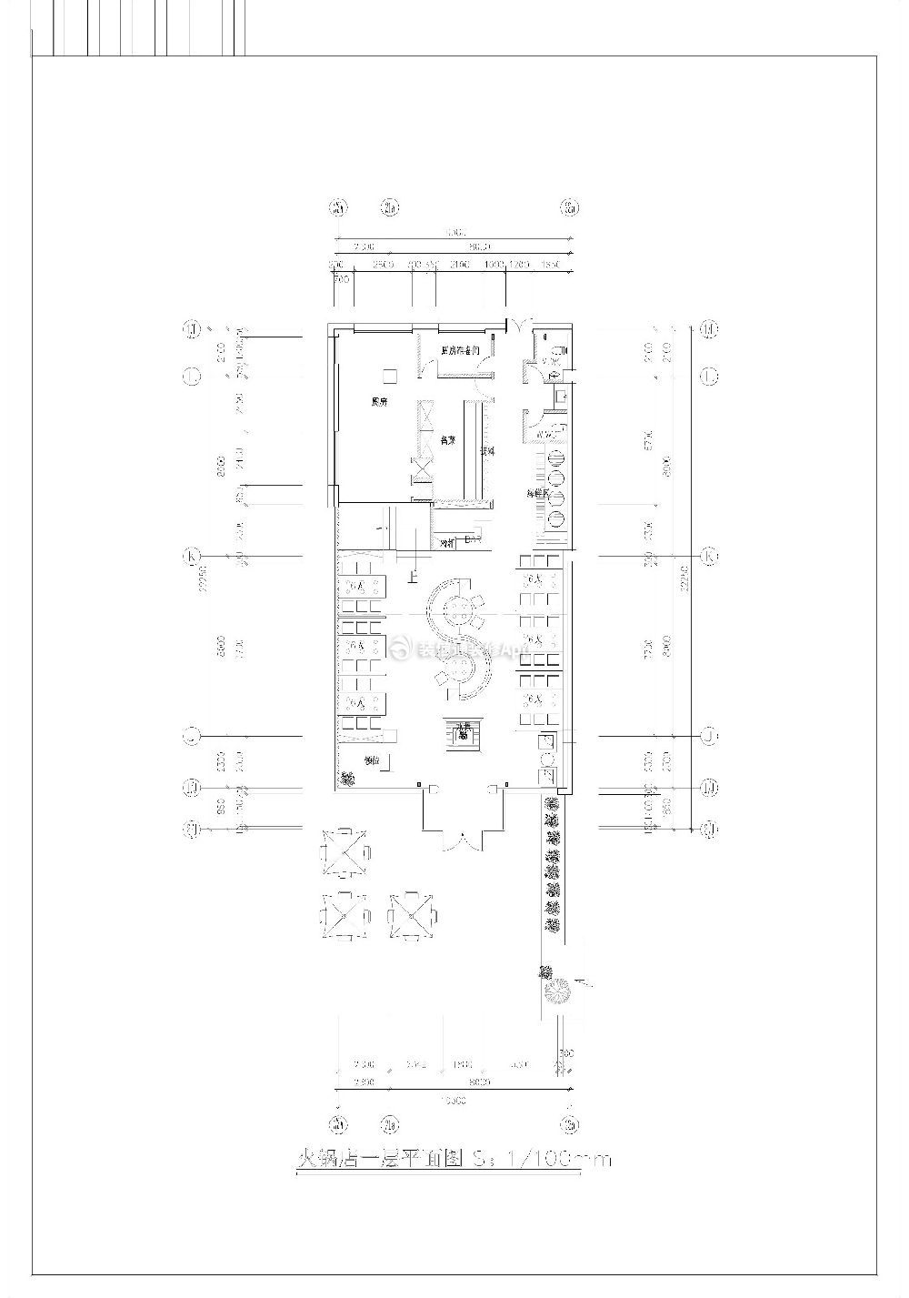 現(xiàn)代風(fēng)格350平米時(shí)尚火鍋店裝修戶型圖