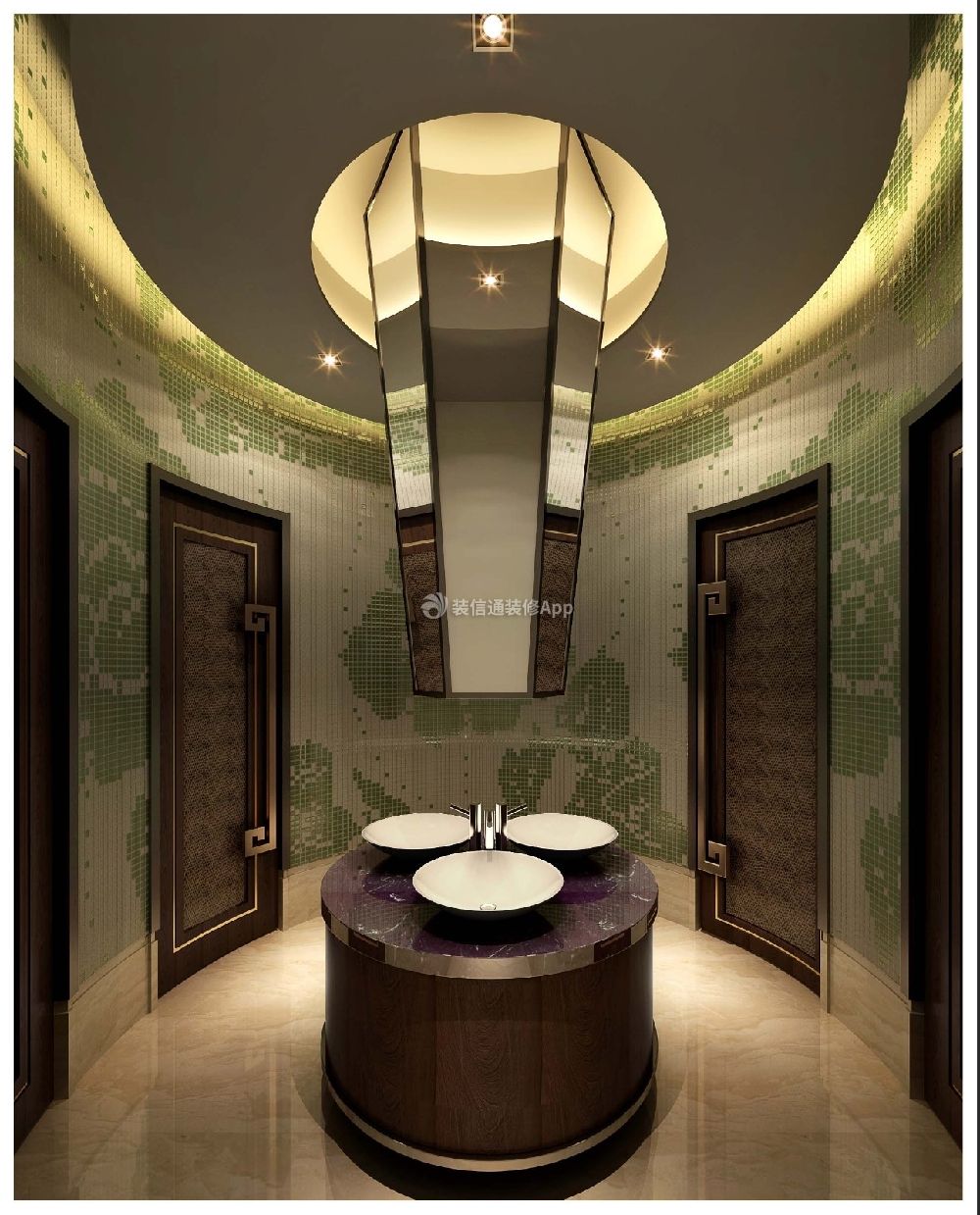 新中式风格2000平米茶楼会所卫生间洗手盆图片