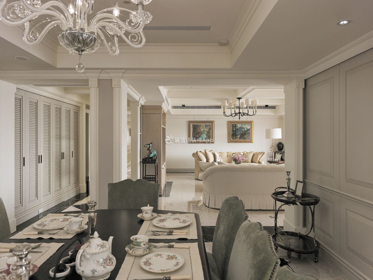380平米美式风格别墅餐厅餐桌装修设计效果图