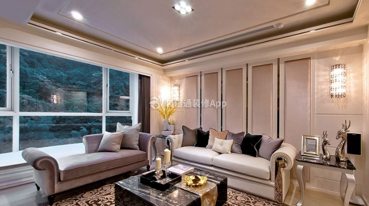 230平现代简欧风格客厅沙发装修效果图