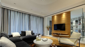124平米现代简约客厅电视墙装修设计效果图