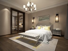 新中式风格450平别墅卧室壁灯设计图片