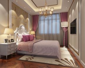 140平米三居室现代中式风格卧室装修设计效果图