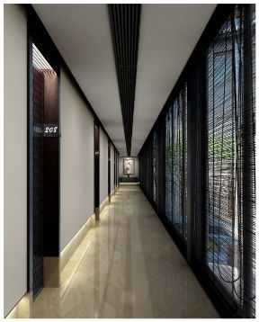 新中式风格2000平米茶楼会所走廊效果图欣赏