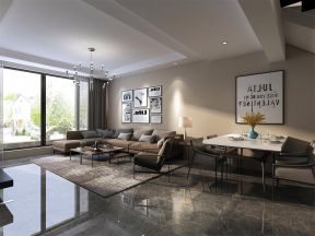 180平米跃层现代简约风格客厅沙发背景墙装修设计效果图