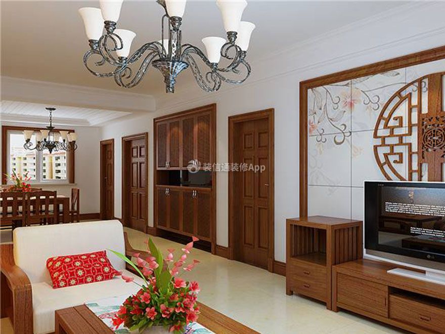 新中式风格三居140平客厅家装装饰效果图