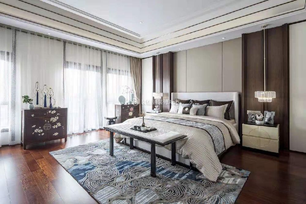 中式风格110平米卧室装修效果图片大全2023图片