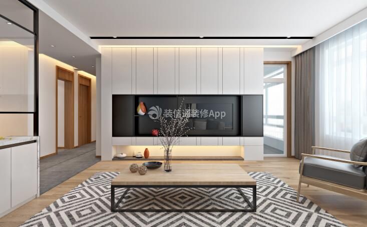 119平米三居室日式风格电视背景墙装修设计效果图案例
