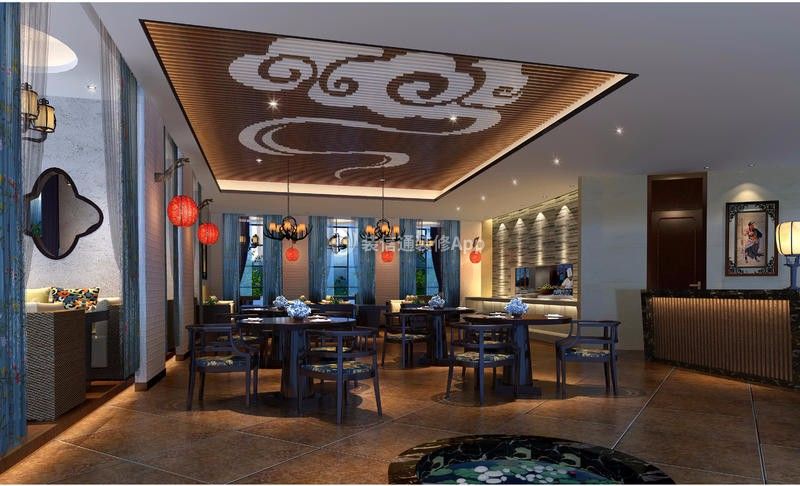 经典中式风格3500平米酒店茶室吊顶设计图片