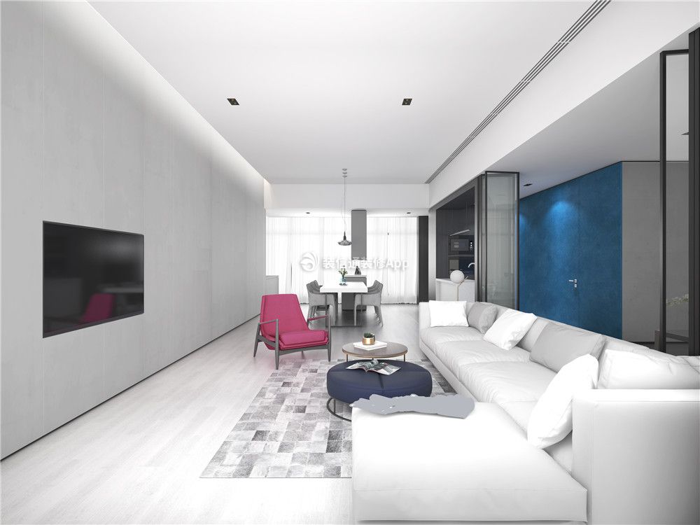 180平米四居现代风格客厅嵌入式电视背景墙设计图