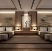 新中式风格420平别墅卧室双床背景墙设计图片