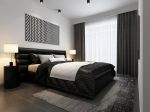 黑白北欧风格80平米两居室卧室床设计图片