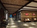 1250平中式风格餐馆室内过道走廊装修设计效果图