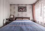 日式风格三居130平卧室床头背景墙家装效果图
