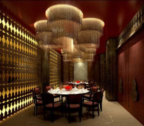 中式风格800平米中餐厅大包间水晶灯装修图片