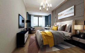 115平米现代风格三居室卧室床家装图片大全