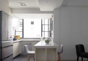 三居130平现代风格厨房吧台设计图片