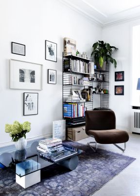 时尚北欧风格78平米两居室书房书架设计图片