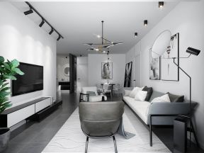 黑白北欧风格80平米两居室客厅背景墙设计图片