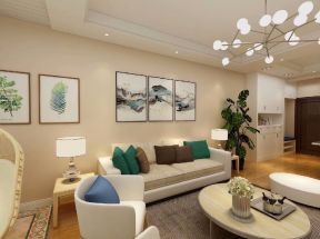 2023现代风格95平三居室客厅沙发背景装修效果图