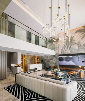 别墅500平美式风格客厅装修设计效果图欣赏