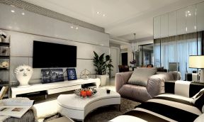 120平米三居室现代风格电视背景墙装修设计效果图
