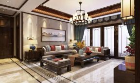 新中式风格175平三居室客厅沙发装修