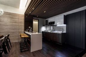 三居室现代风格89平米厨房吧台家装图片欣赏