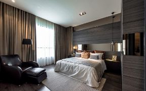 现代风格卧室窗帘 现代风格卧室背景墙效果图片