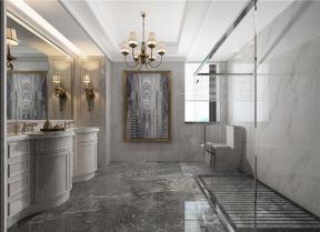 三居142平美式风格卫生间淋浴房设计图片