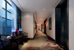 经典中式风格3500平米酒店走廊地毯设计图片