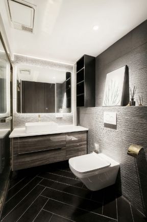 时尚现代简约109平米三居室卫生间洗手台设计图片
