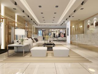 现代简约风格90平米服装店休闲区沙发效果图