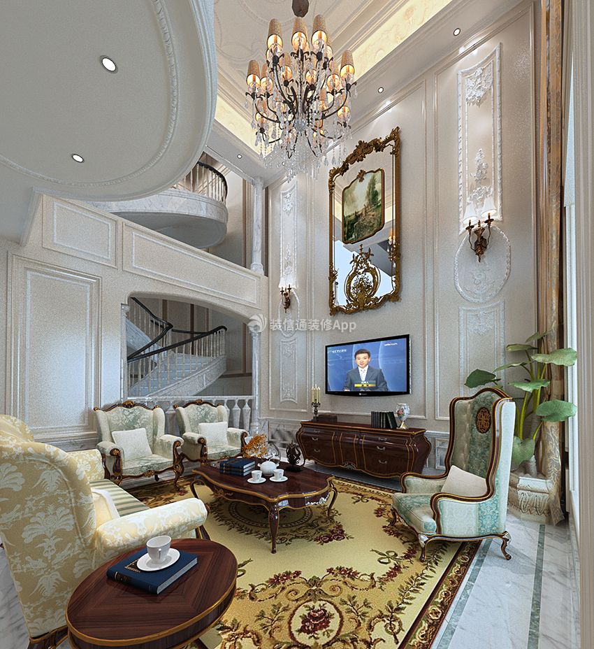 别墅600平法式风格客厅装修设计图