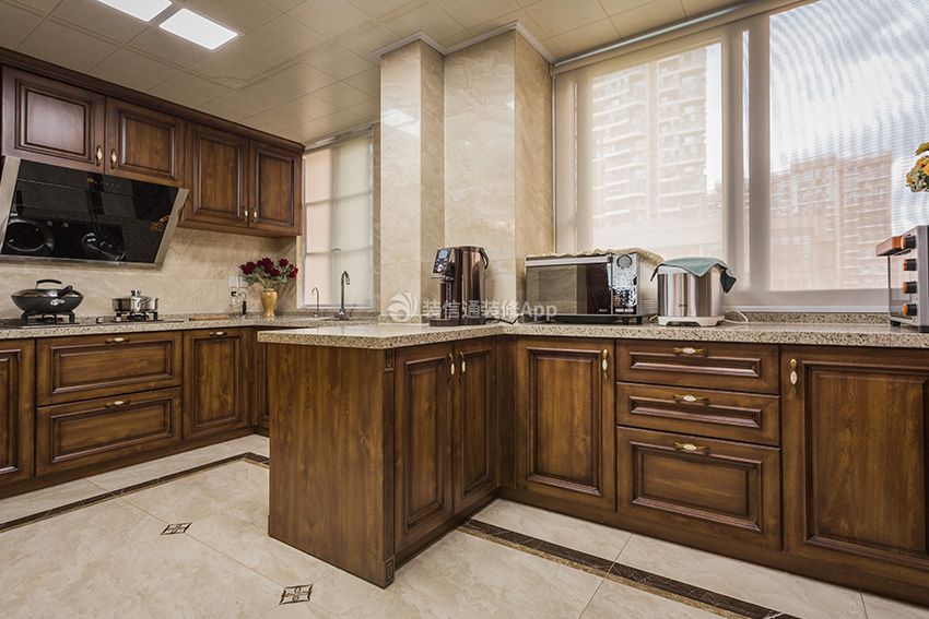 跃层300平美式风格厨房装修设计图