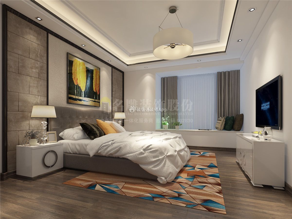 180平米平層現(xiàn)代風(fēng)格臥室背景墻裝修圖片