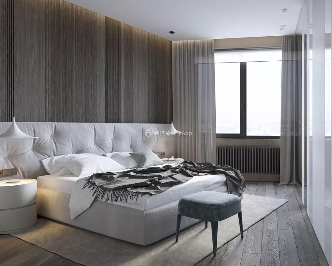 100平米现代风格三室一厅卧室木地板装饰效果图