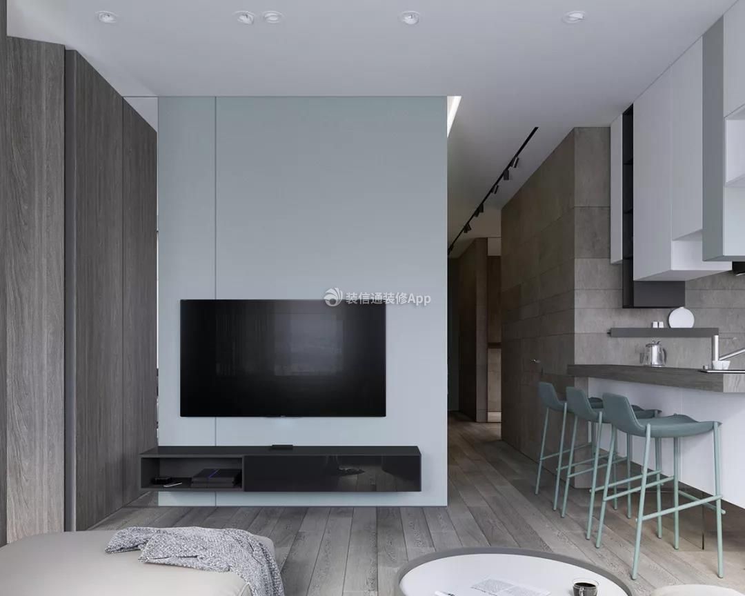 100平米现代风格三室一厅客厅电视墙实景图片