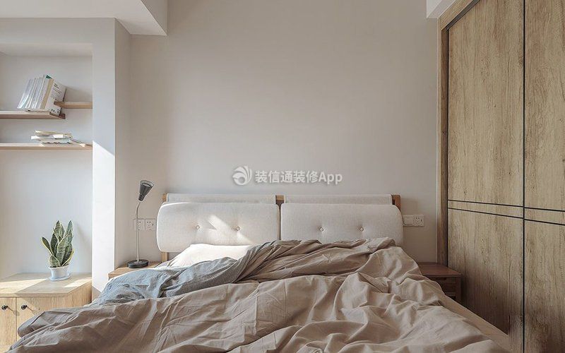 日式極簡86平米兩居室臥室床設(shè)計(jì)圖片